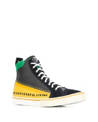 schwarze bedruckte hohe Sneakers von Diesel