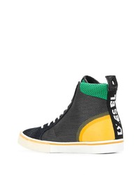 schwarze bedruckte hohe Sneakers von Diesel