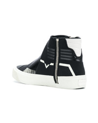 schwarze bedruckte hohe Sneakers von Diesel