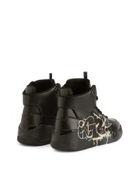 schwarze bedruckte hohe Sneakers von Giuseppe Zanotti