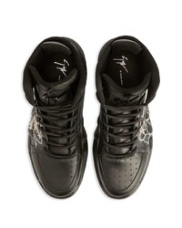 schwarze bedruckte hohe Sneakers von Giuseppe Zanotti