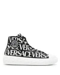 schwarze bedruckte hohe Sneakers von Versace