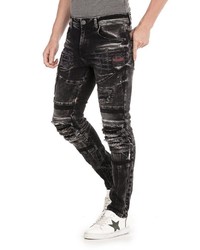 schwarze bedruckte Jeans von Cipo & Baxx