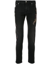 schwarze bedruckte Jeans von Dolce & Gabbana