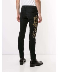 schwarze bedruckte Jeans von Dolce & Gabbana