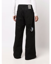 schwarze bedruckte Jeans von Raf Simons