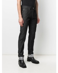 schwarze bedruckte Jeans von Versace