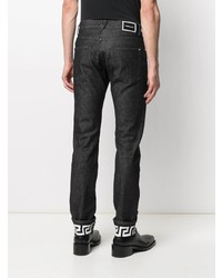 schwarze bedruckte Jeans von Versace