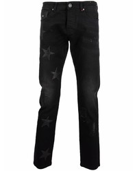 schwarze bedruckte Jeans von John Richmond