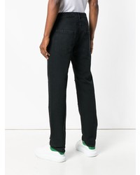 schwarze bedruckte Jeans von Raf Simons