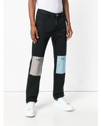 schwarze bedruckte Jeans von Raf Simons