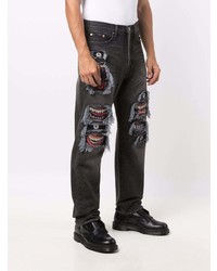 schwarze bedruckte Jeans von Doublet