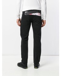 schwarze bedruckte Jeans von Raf Simons