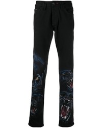 schwarze bedruckte Jeans von Philipp Plein