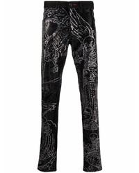 schwarze bedruckte Jeans von Philipp Plein
