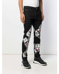 schwarze bedruckte Jeans von Philipp Plein