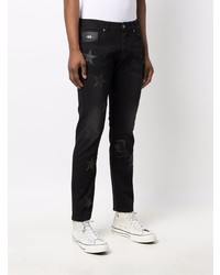 schwarze bedruckte Jeans von John Richmond