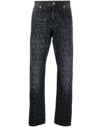schwarze bedruckte Jeans von Versace