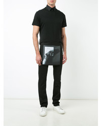 schwarze bedruckte Jeans von Raf Simons