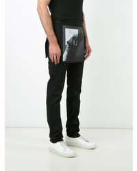schwarze bedruckte Jeans von Raf Simons