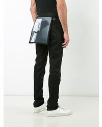 schwarze bedruckte Jeans von Raf Simons