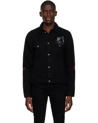 schwarze bedruckte Jeansjacke von Ksubi