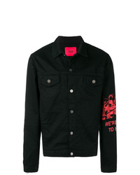 schwarze bedruckte Shirtjacke aus Jeans von 424