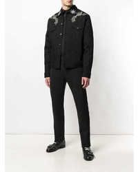 schwarze bedruckte Shirtjacke aus Jeans von Christian Pellizzari