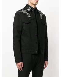 schwarze bedruckte Shirtjacke aus Jeans von Christian Pellizzari