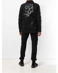 schwarze bedruckte Shirtjacke aus Jeans von Philipp Plein