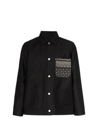 schwarze bedruckte Shirtjacke aus Jeans von Sophnet.