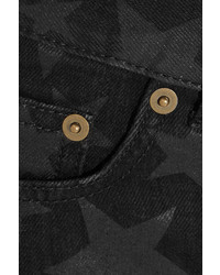 schwarze bedruckte Jeansshorts von Saint Laurent