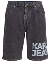 schwarze bedruckte Jeansshorts von KARL LAGERFELD JEANS