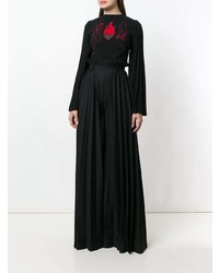 schwarze bedruckte Langarmbluse von Atu Body Couture