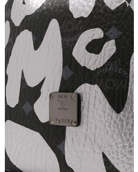 schwarze bedruckte Leder Beuteltasche von MCM