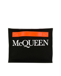 schwarze bedruckte Leder Clutch Handtasche von Alexander McQueen