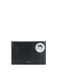 schwarze bedruckte Leder Clutch Handtasche von Alexander McQueen