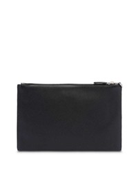 schwarze bedruckte Leder Clutch Handtasche von Prada