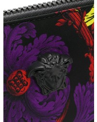 schwarze bedruckte Leder Clutch Handtasche von Versace