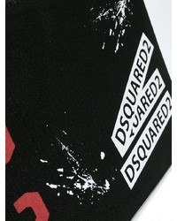 schwarze bedruckte Leder Clutch Handtasche von DSQUARED2