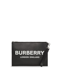 schwarze bedruckte Leder Clutch Handtasche von Burberry