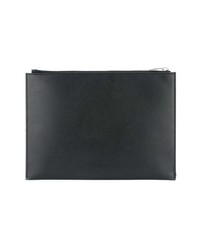 schwarze bedruckte Leder Clutch Handtasche von Saint Laurent