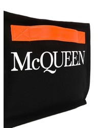 schwarze bedruckte Leder Clutch Handtasche von Alexander McQueen