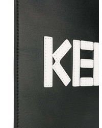 schwarze bedruckte Leder Clutch Handtasche von Kenzo