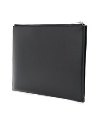 schwarze bedruckte Leder Clutch Handtasche von Saint Laurent