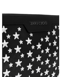 schwarze bedruckte Leder Clutch Handtasche von Jimmy Choo