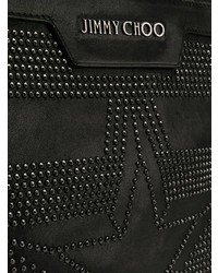 schwarze bedruckte Leder Clutch Handtasche von Jimmy Choo