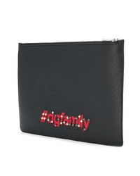 schwarze bedruckte Leder Clutch Handtasche von Dolce & Gabbana