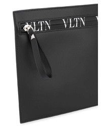 schwarze bedruckte Leder Clutch Handtasche von Valentino