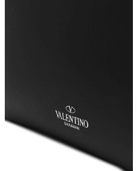 schwarze bedruckte Leder Clutch Handtasche von Valentino